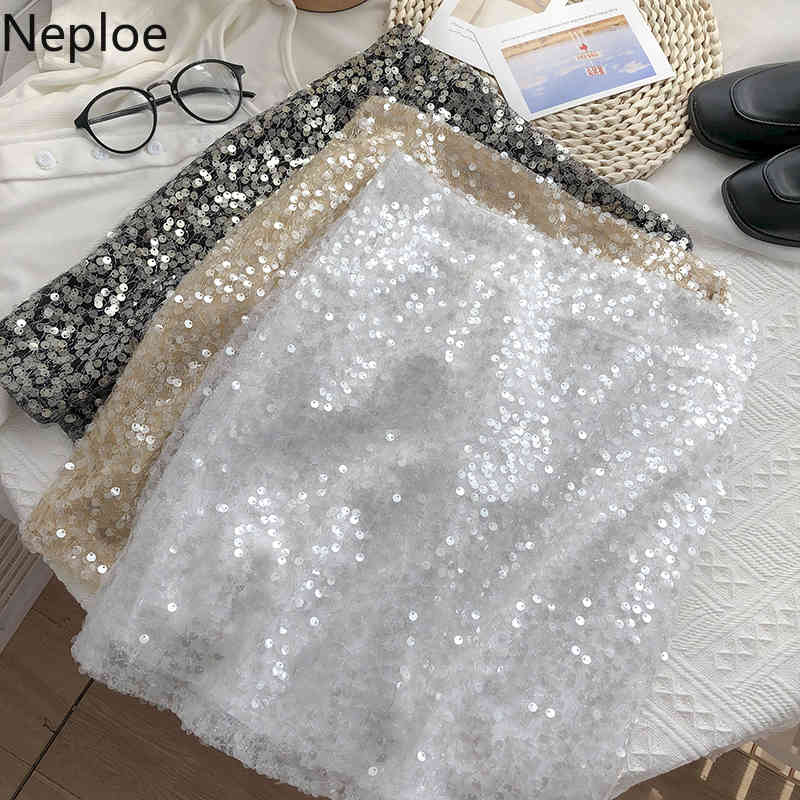 Neploe Sexy Club Style Skirts Women Sequined Bling Mini Faldas Mujer Summer Korean Fashion Jupe High Waist Bodycon Saia 95235 210422