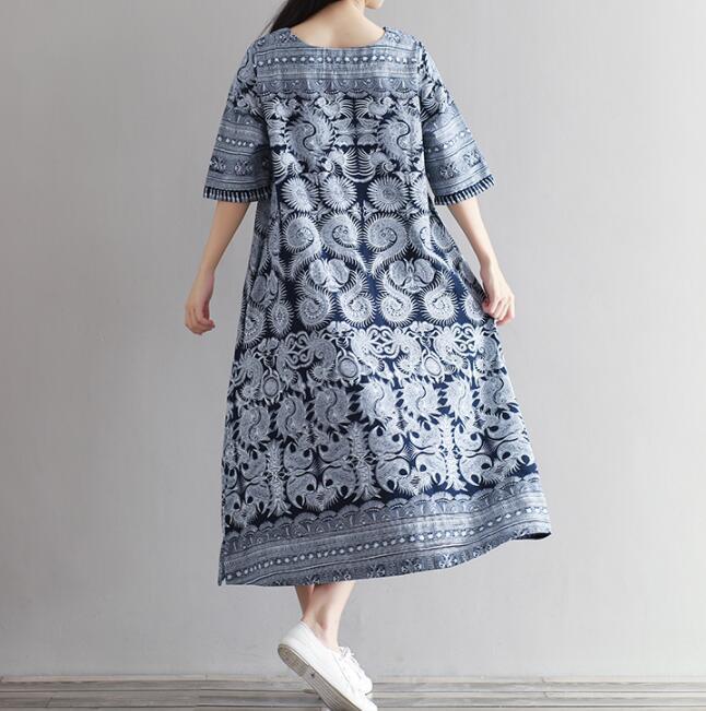 Summer Print Party Dress Women Elegant Button Down Long Shirt Dress Casual Long Sleeve Maxi Beach Dress Y0118