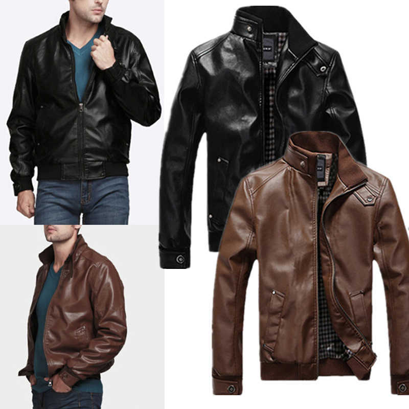 Men Jacket New Slim Retro Winter Jackets Male PU Leather Stand Collar Sportswear Suits Autumn Mens Bomber Coat Chaqueta Hombre Q0602, Brown
Men Jacket New Slim Retro Winter Jackets Male PU Leather Stand Collar Sportswear Suits Autumn Mens Bomber Coat Chaqueta Hombre Q0602, Brown