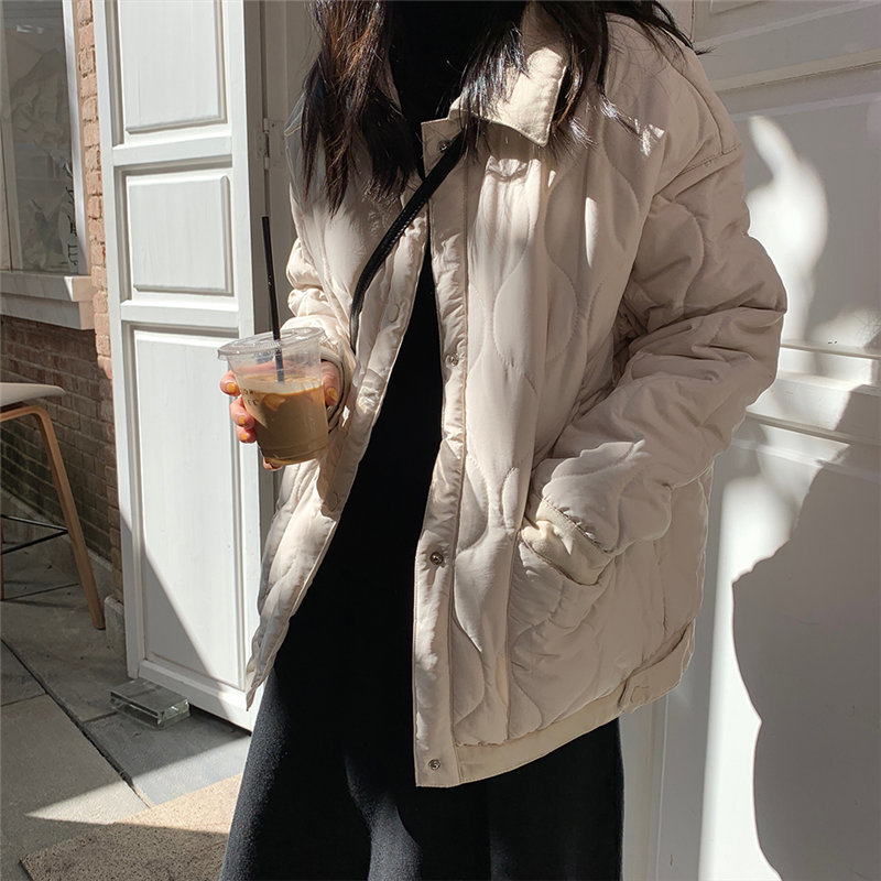 Winter Loose Casual Cover-Buttons Cardigans Jacket Fashion Outwear All-Match Brief Women Cotton Thick Warm Basic Jackets 210421