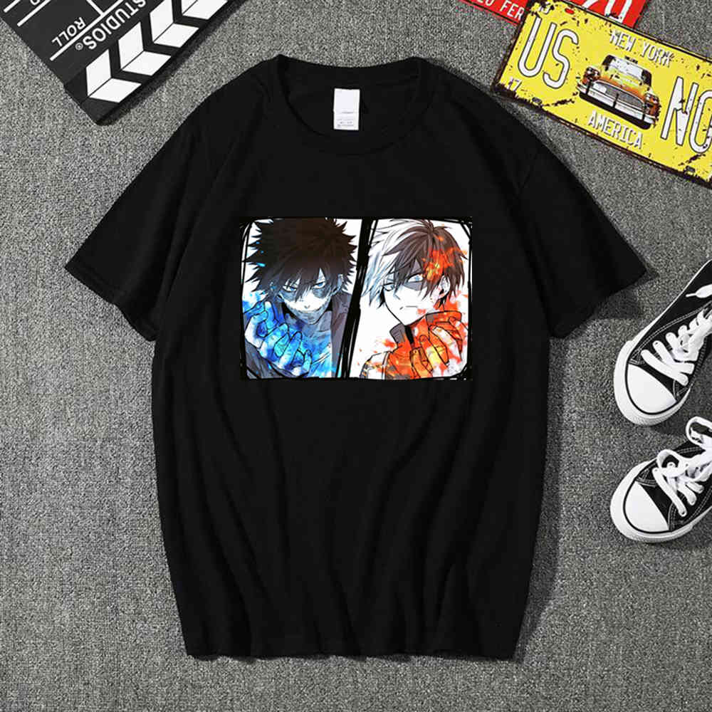 Men's Shirt Harajuku T-Shirt Men Anime T Shirt My Hero Academia Dabi Shoto Todoroki Anime Tops Tees Y0526