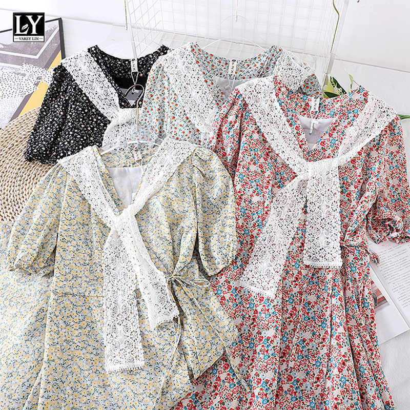 LY VAREY LIN Summer Women Sweet Floral V-neck High Waist Dresses+lace Shawl Casual Chiffon A-line Female Medium Length Dress 210526, Blue
LY VAREY LIN Summer Women Sweet Floral V-neck High Waist Dresses+lace Shawl Casual Chiffon A-line Female Medium Length Dress 210526, Blue