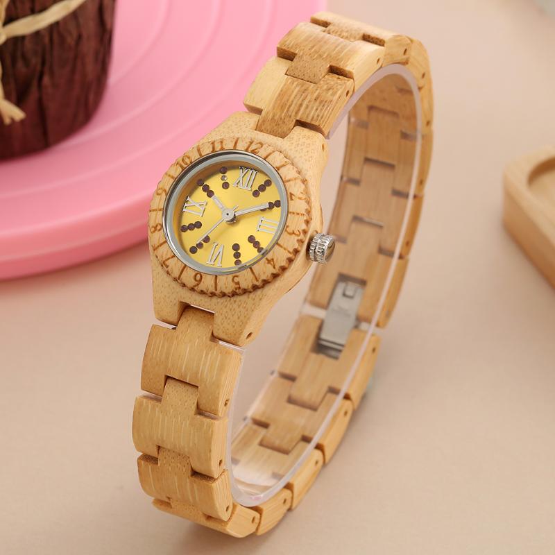 Wristwatches Women's Wood Watch With Diamond Top Lady Watches Pure Bamboo Full Wooden Bracelet Trend Clock For Wome, Watch with tool
Wristwatches Women's Wood Watch With Diamond Top Lady Watches Pure Bamboo Full Wooden Bracelet Trend Clock For Wome, Watch with tool