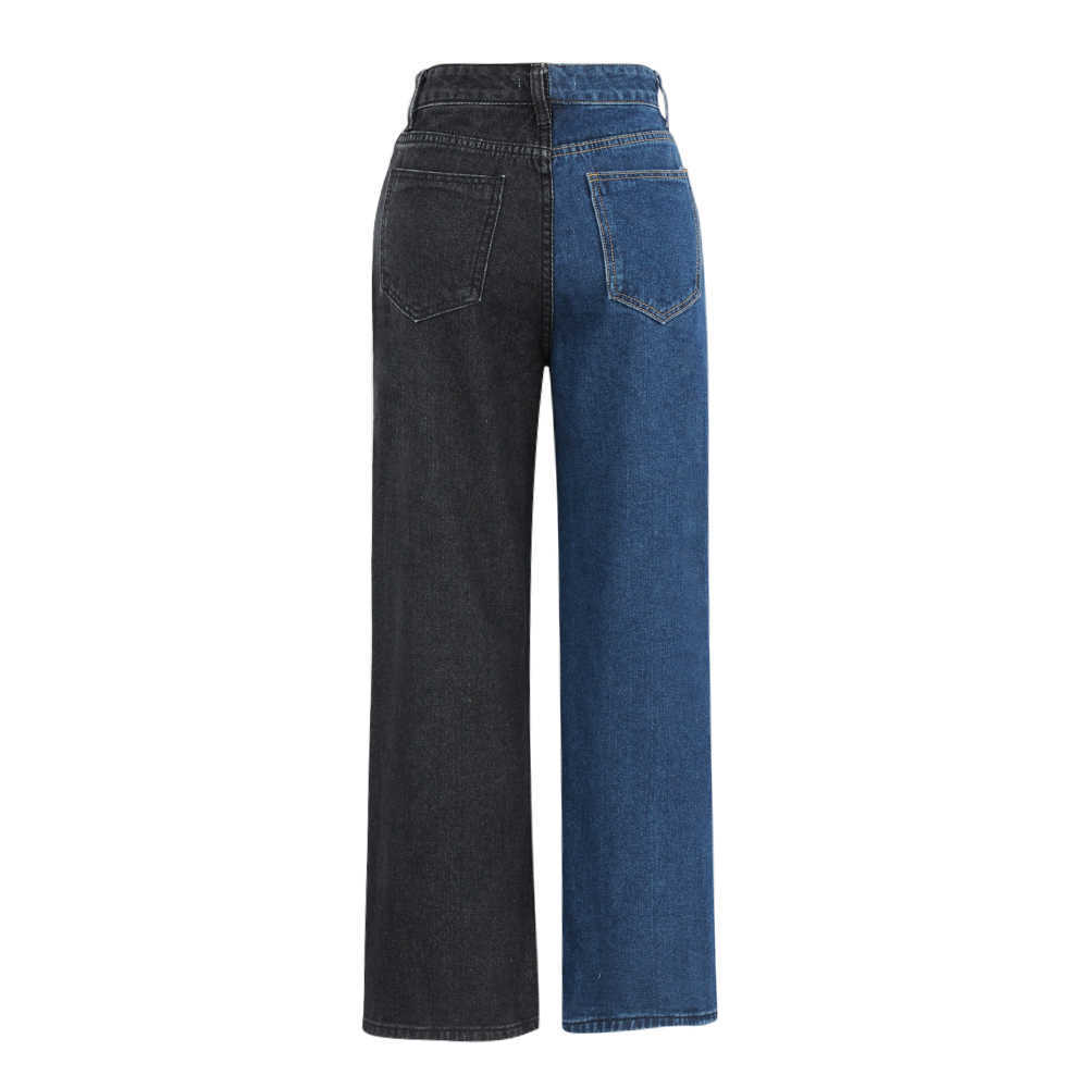 Autumn Winter Patchwork Straight Women's Jeans Baggy Vintage High Waist Boyfriends Mom Denim Streetwear Fashion Pants Ladie 210702