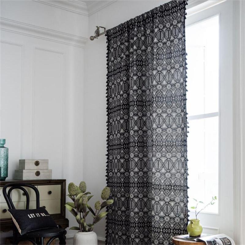 Curtain & Drapes Bohemian Style Curtains Cotton And Linen Fabric Tassel Black For Living Room Bedroom Kitchen Window Home Decorative
Curtain & Drapes Bohemian Style Curtains Cotton And Linen Fabric Tassel Black For Living Room Bedroom Kitchen Window Home Decorative