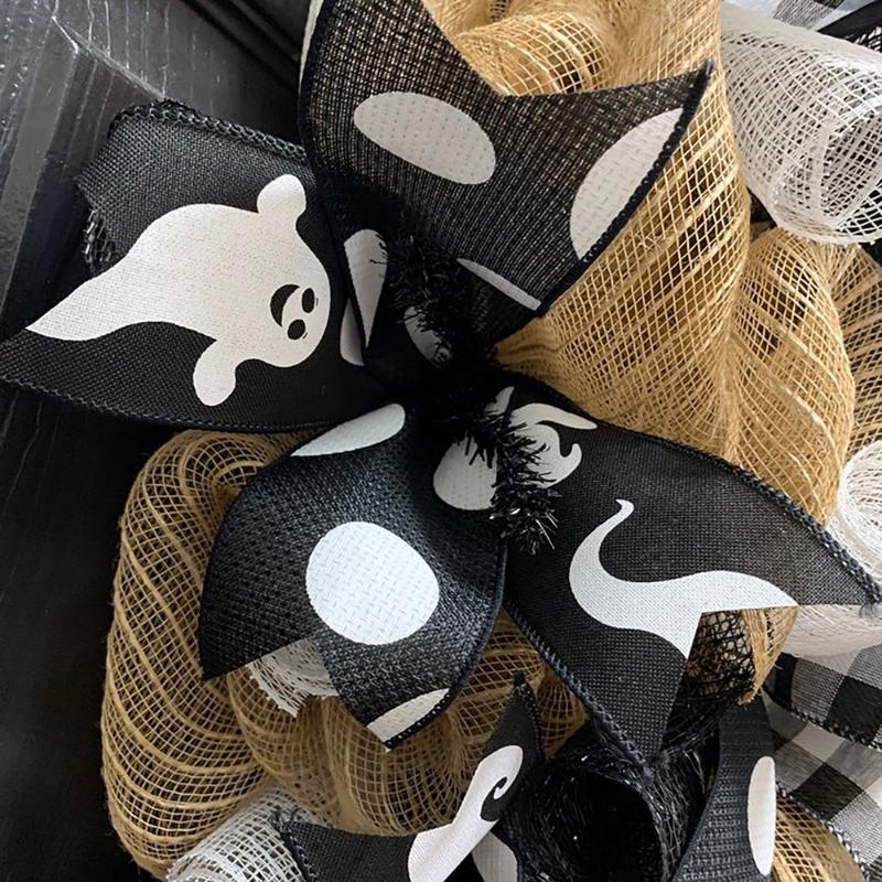 Decorative Flowers Wreaths Halloween Wreath Farmhouse Ghost Outdoor Front Door Indoor Wall Decor BOO Garland Pendant For Home2222191