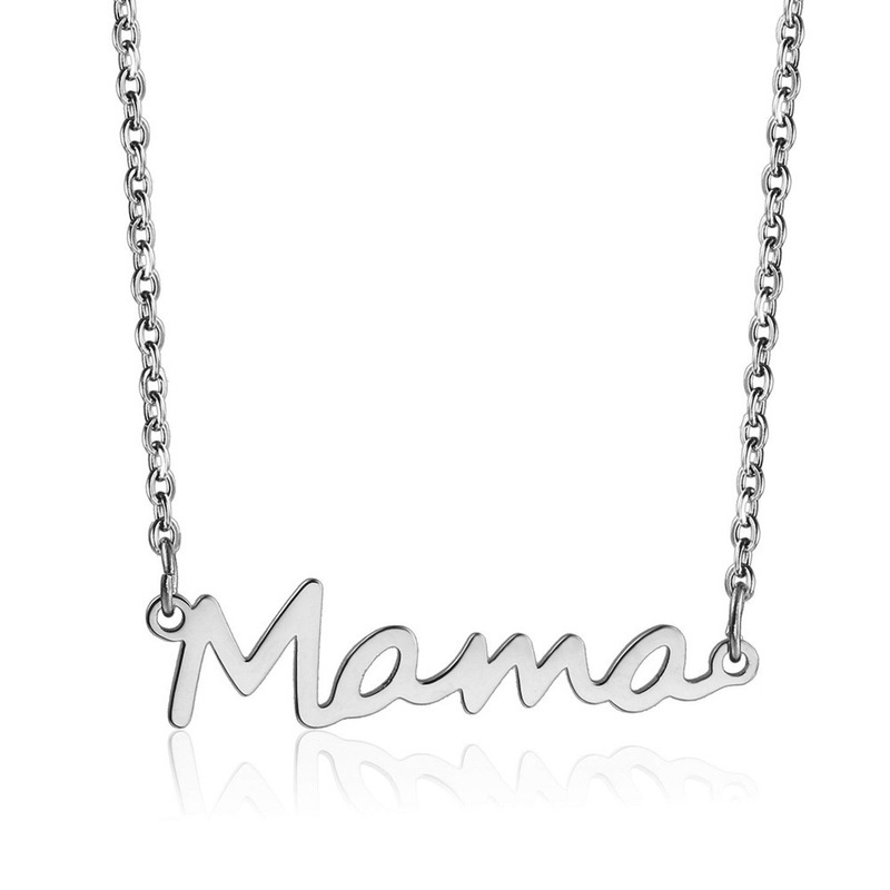 English Letter Mama Necklace Stainless Steel Gold Chains Mom Mother Necklaces Women Birthday Gift Fashion Fine Jewelry
