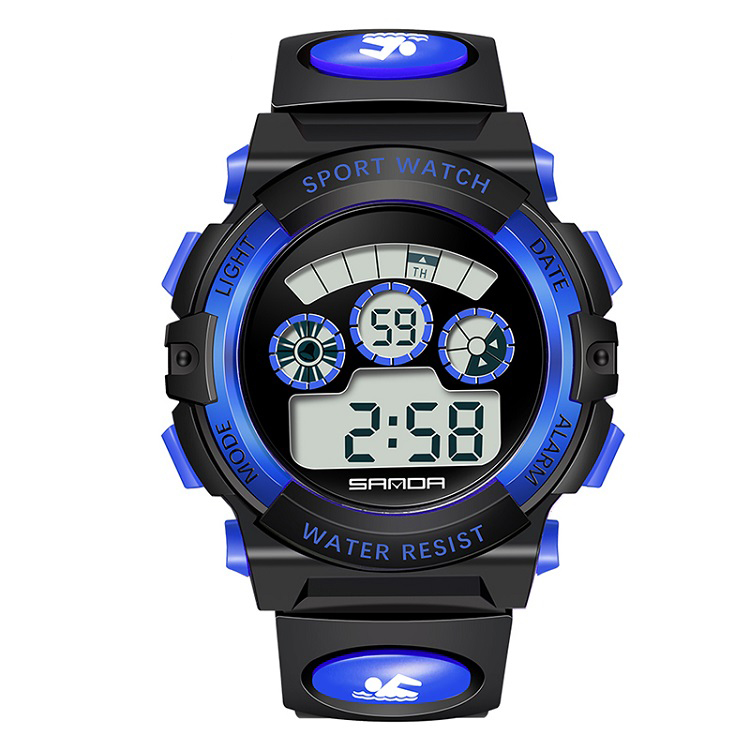 SANDA Kids Watches Outdoor Sports Luminous Stopwatch Date Week Alarm Children Watch Waterproof Girls Wristwatches Boys Clock, Black