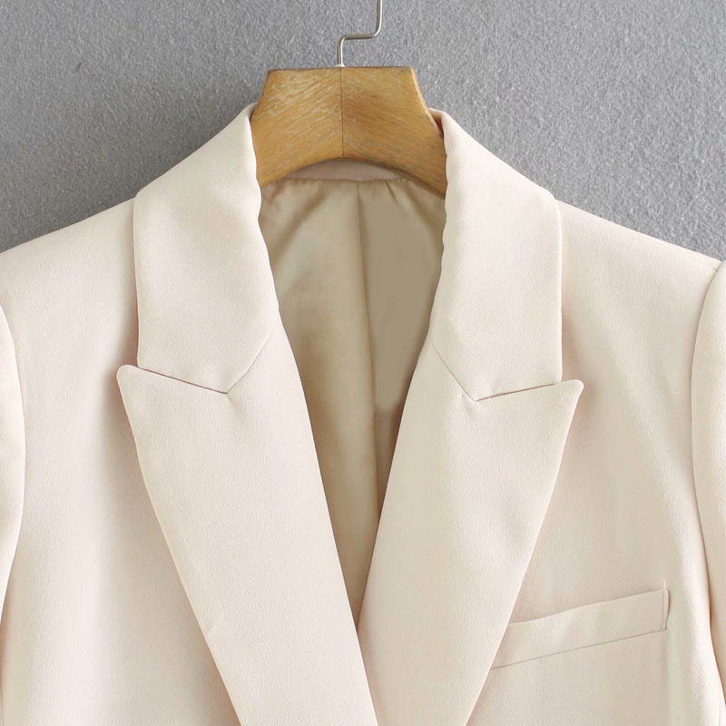 Women's Office Lapel Long Sleeve Chic Jacket Korean Style Simple Beige Female Coat Western Style Tops 210507