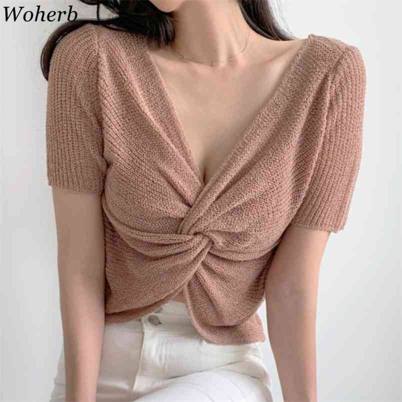 Women Thin Knitted T Shirts Chic Twisted Cross Short Sleeve Tees Summer Korean Pullovers Crop Tops 210519, Brick red
Women Thin Knitted T Shirts Chic Twisted Cross Short Sleeve Tees Summer Korean Pullovers Crop Tops 210519, Brick red