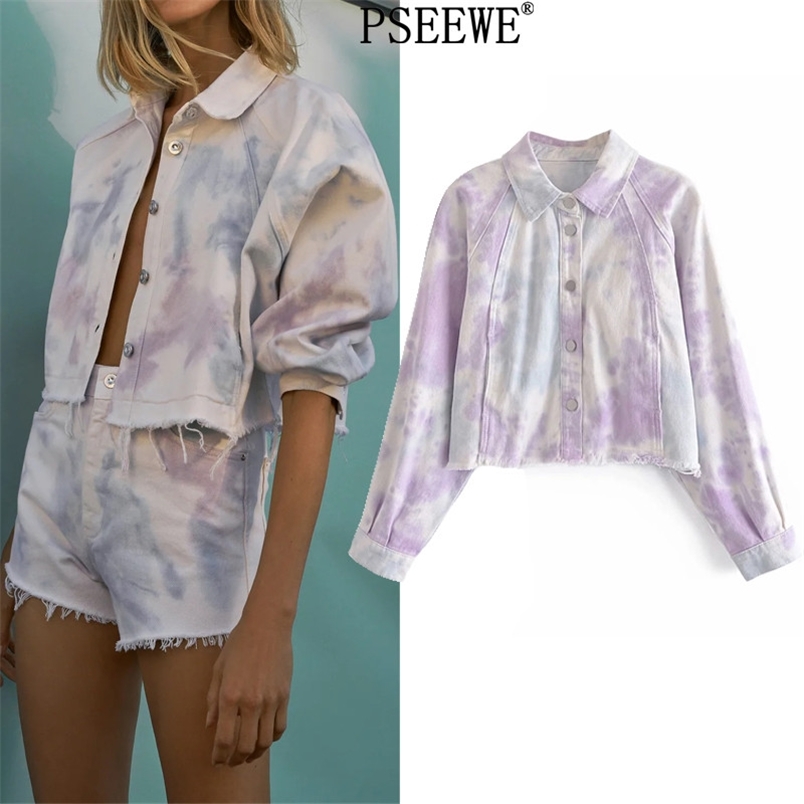 Woman Denim Jacket Purple Tie Dye Short Women Jeans Spring Fashion Seamless Hem Crop 210519
Woman Denim Jacket Purple Tie Dye Short Women Jeans Spring Fashion Seamless Hem Crop 210519