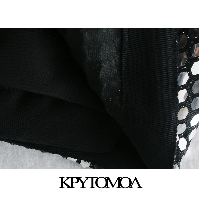 Women Fashion With Knot Shiny Sequin Mini Skirt High Waist Back Zipper Female Skirts Mujer 210420