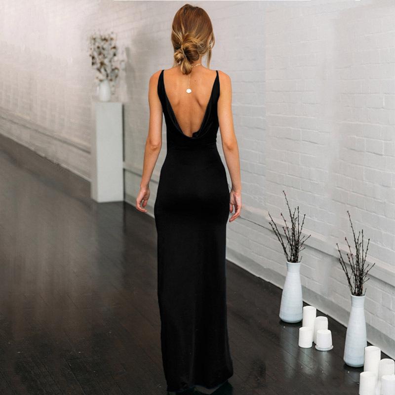Casual Dresses Sexy Women 's V - Neck Back To Westwear Club Long Maxi Dress Girls Party Slim Belt Spaghetti Women' S