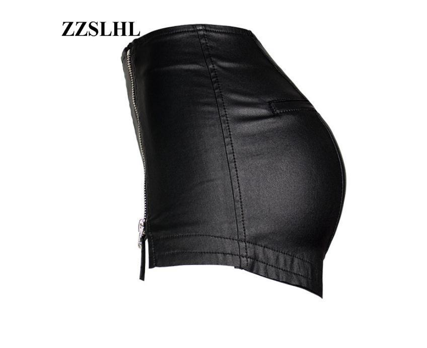 Womens Zipper Stitch Pu Leather Shorts High Waist Stretchy Velvet Autumn Winter Boot Short Female Imitation S83 Women's