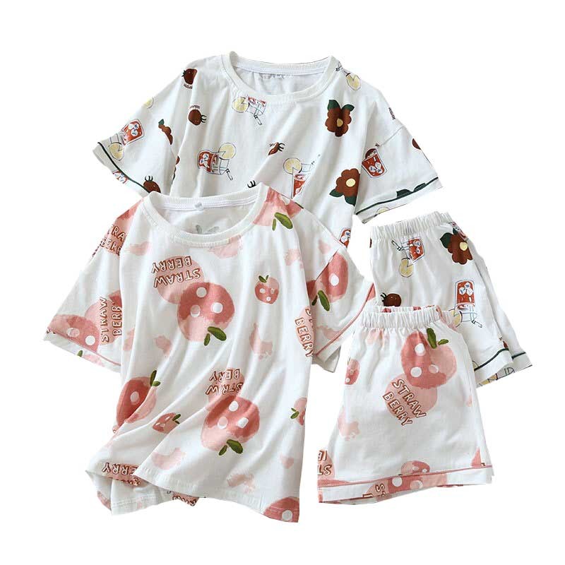 Women's Sleepwear Women Full Cotton Short Sleeve Top+Shorts 2Pcs Pyjamas Set Summer Ladies Fresh Style Sweet Loose Homewear Casual, Flower print
Women's Sleepwear Women Full Cotton Short Sleeve Top+Shorts 2Pcs Pyjamas Set Summer Ladies Fresh Style Sweet Loose Homewear Casual, Flower print