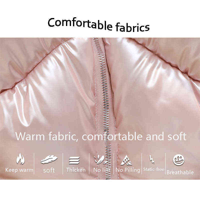 Pink Jackets For Women Winter Warm Padded Puffer Gilet Vests Sleeveless Parkas Jacket White Duck Down Coat Fall 211120