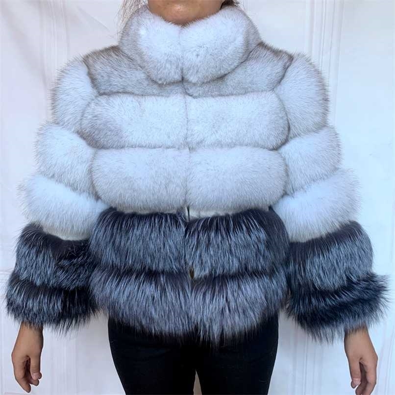 European real fur coat 100% natural jacket female winter warm leather high quality vest 211019