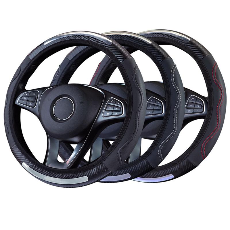 Steering Wheel Covers 37-38CM Car Cover Anti-Slip Embossing Leather Car-Styling No Inner Ring Elastic Belt Handle Accessories
Steering Wheel Covers 37-38CM Car Cover Anti-Slip Embossing Leather Car-Styling No Inner Ring Elastic Belt Handle Accessories
