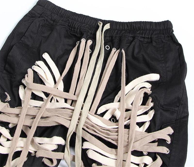 Fashion Personality Cross Bandage Pants Punk Style Long Trousers Joggers Elastic Waist Streetwear Men's
