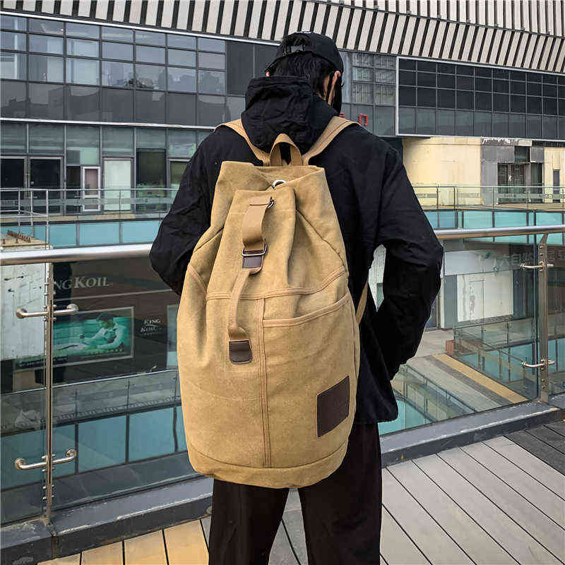 Women Men Backpack Large Capacity Travel Backpacks Male Luggage Canvas Bucket Shoulder Bag Man Travel Duffle Bags Rucksack Outdoor