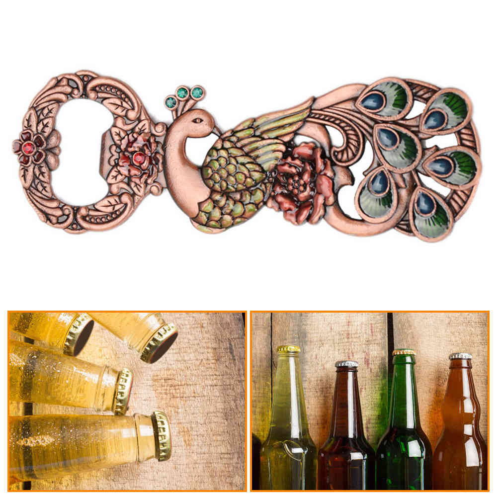 Corkscrew Retro Composite Gold Rose Peacock Bottle Opener Wine Screwdriver Fashion Creative Magnetite Wine Bottle Opener