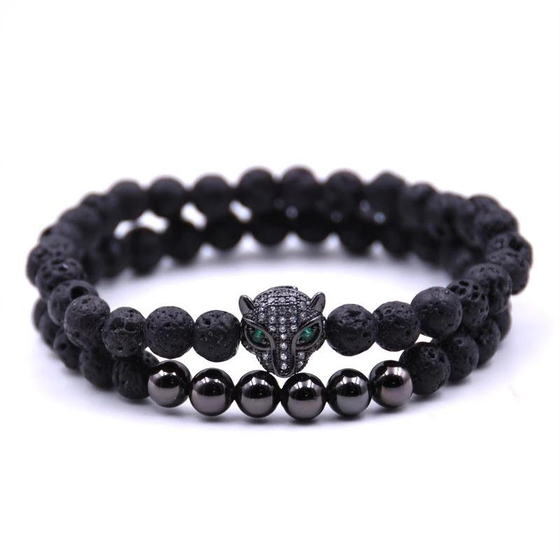 Beaded, Strands 2 Pieces/Set Of Bracelets Tide Micro-Dense Micro-Inlaid Leopard Head Men's Charm Bracelet 8MM Natural Lava Stone
Beaded, Strands 2 Pieces/Set Of Bracelets Tide Micro-Dense Micro-Inlaid Leopard Head Men's Charm Bracelet 8MM Natural Lava Stone