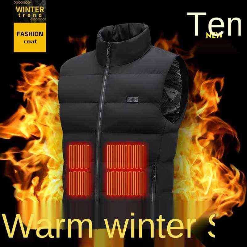 Winter Outdoor Men Electric Heated Jacket USB Heating Vest Winter Thermal Clothes Thermostatic Double Switch Warm Hunting Jacket 211111