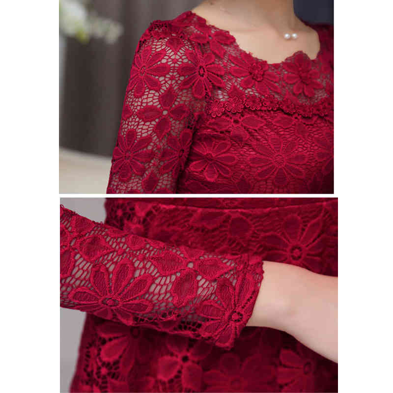 Spring Blusas Top Flowers White Lace Blouse Women Slim Long Sleeve Shirt Female Vintage Ruffle Chemise Femme 817C5 210420