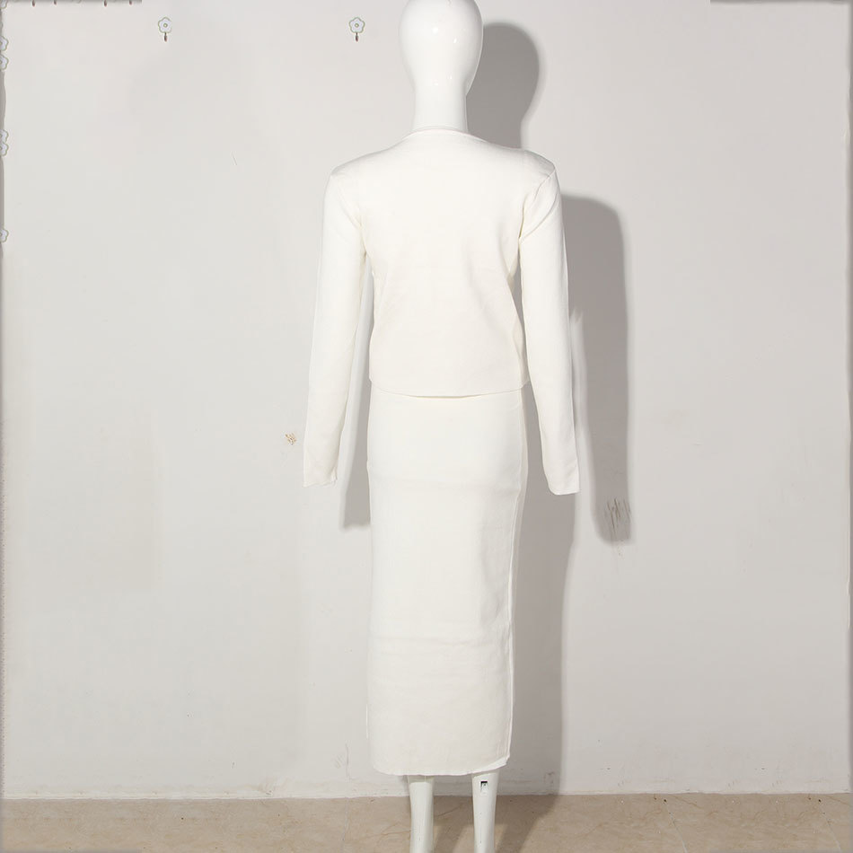 Free Autumn Women' Sweater 3 Piece Knitted Set Fashion Single Breasted & Camisole Pencil Skirt Sets 210524