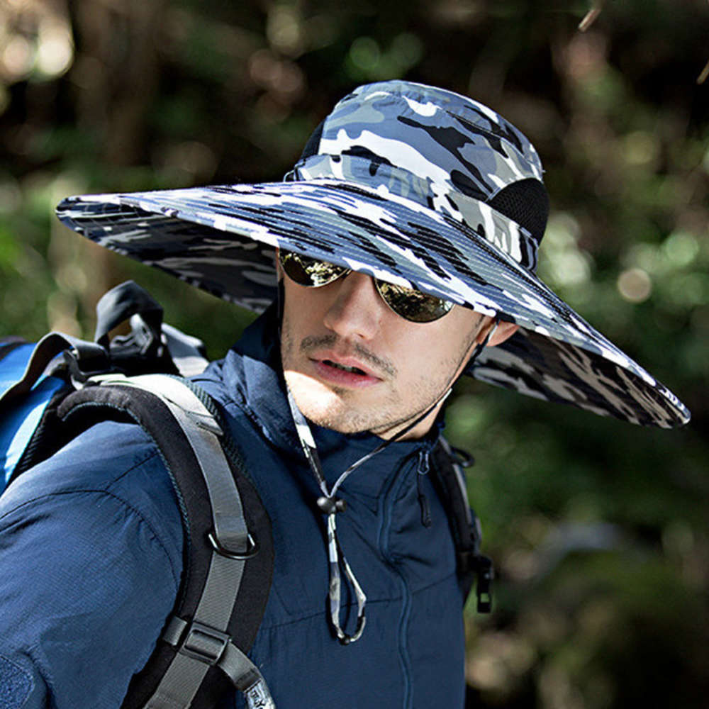 Fisherman's hat men's summer camouflage Big Brim Sun Hat outdoor mountaineering fishing cycling sun, Blue;gray
Fisherman's hat men's summer camouflage Big Brim Sun Hat outdoor mountaineering fishing cycling sun, Blue;gray