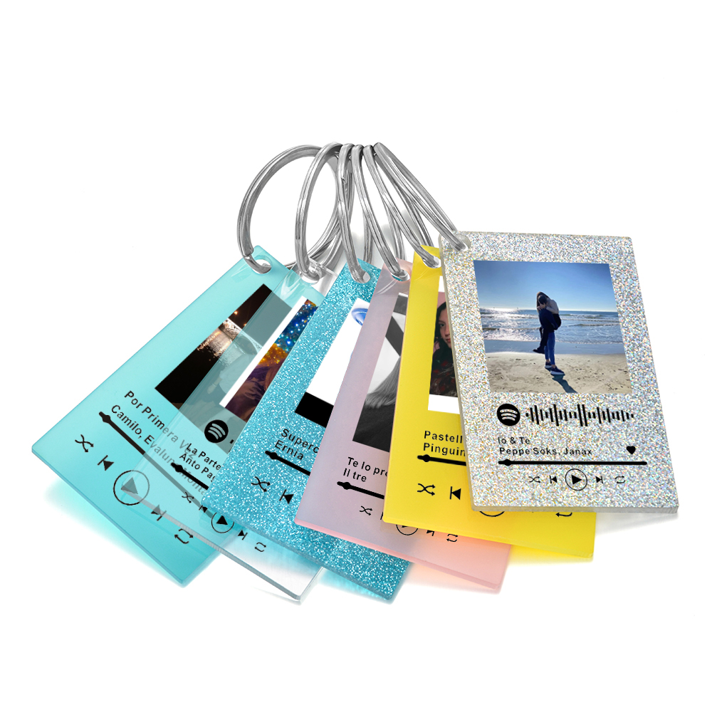 Custom Song Code Acrylic Key rings Personalized Music Spotify Cover Couple Photo Keychain Gift