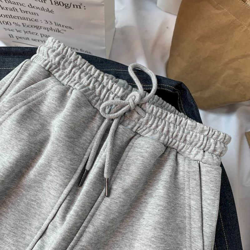 Men women trousers casual pants large loose-fitting feet, solid color sports fat sister drawstring nine-point 100KG 210526