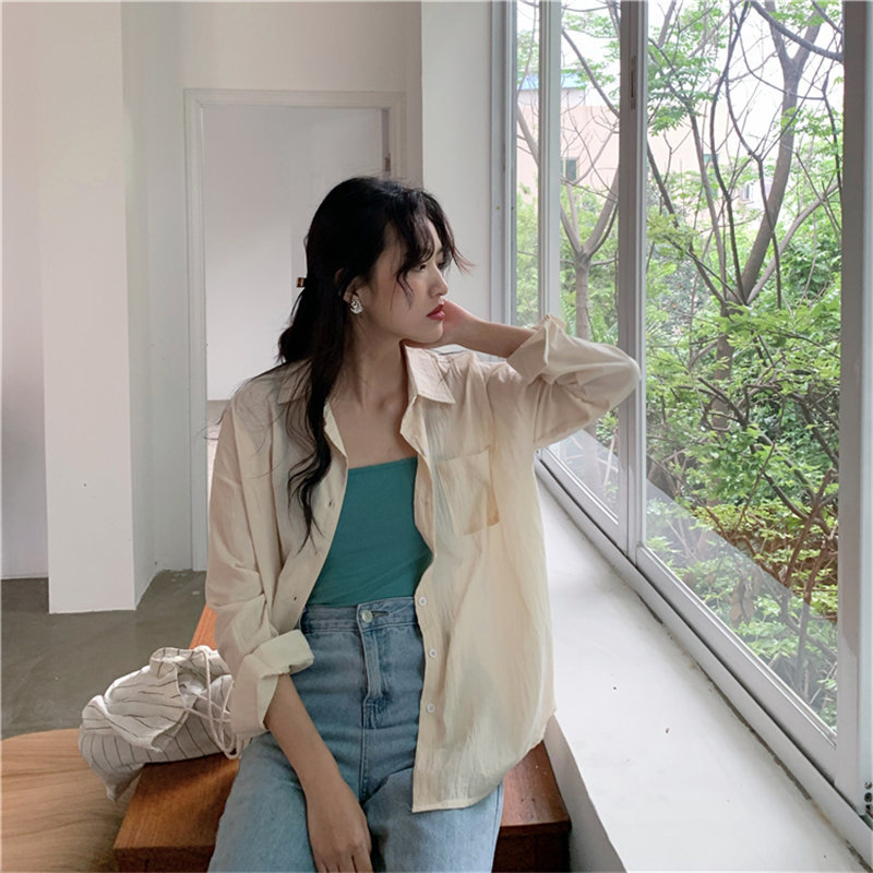 Stylish Sunscreen High Quality Pockets OL Brief Women Casual All Match Long Sleeve Leisure Solid Loose Shirts 210421