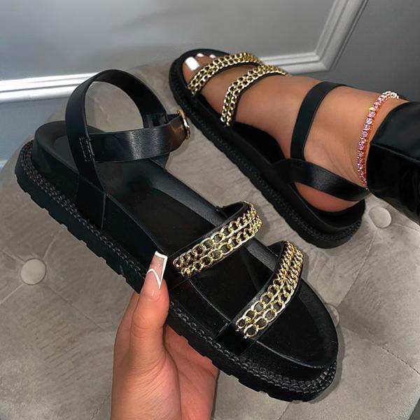 Fashion Women's Sandals Open Toe Flat Platform Summer 2021 Buckle Strap Gold Chain Lady Casual Shoes For Women, Brown
Fashion Women's Sandals Open Toe Flat Platform Summer 2021 Buckle Strap Gold Chain Lady Casual Shoes For Women, Brown