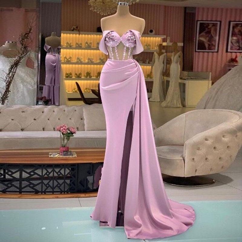 Sexy Pink Light Sky Blue Off Shoulder Mermaid Prom Dresses High Side Split Pearls Formal Evening Party Gowns For Women Satin Cocktail Dress, Black
Sexy Pink Light Sky Blue Off Shoulder Mermaid Prom Dresses High Side Split Pearls Formal Evening Party Gowns For Women Satin Cocktail Dress, Black