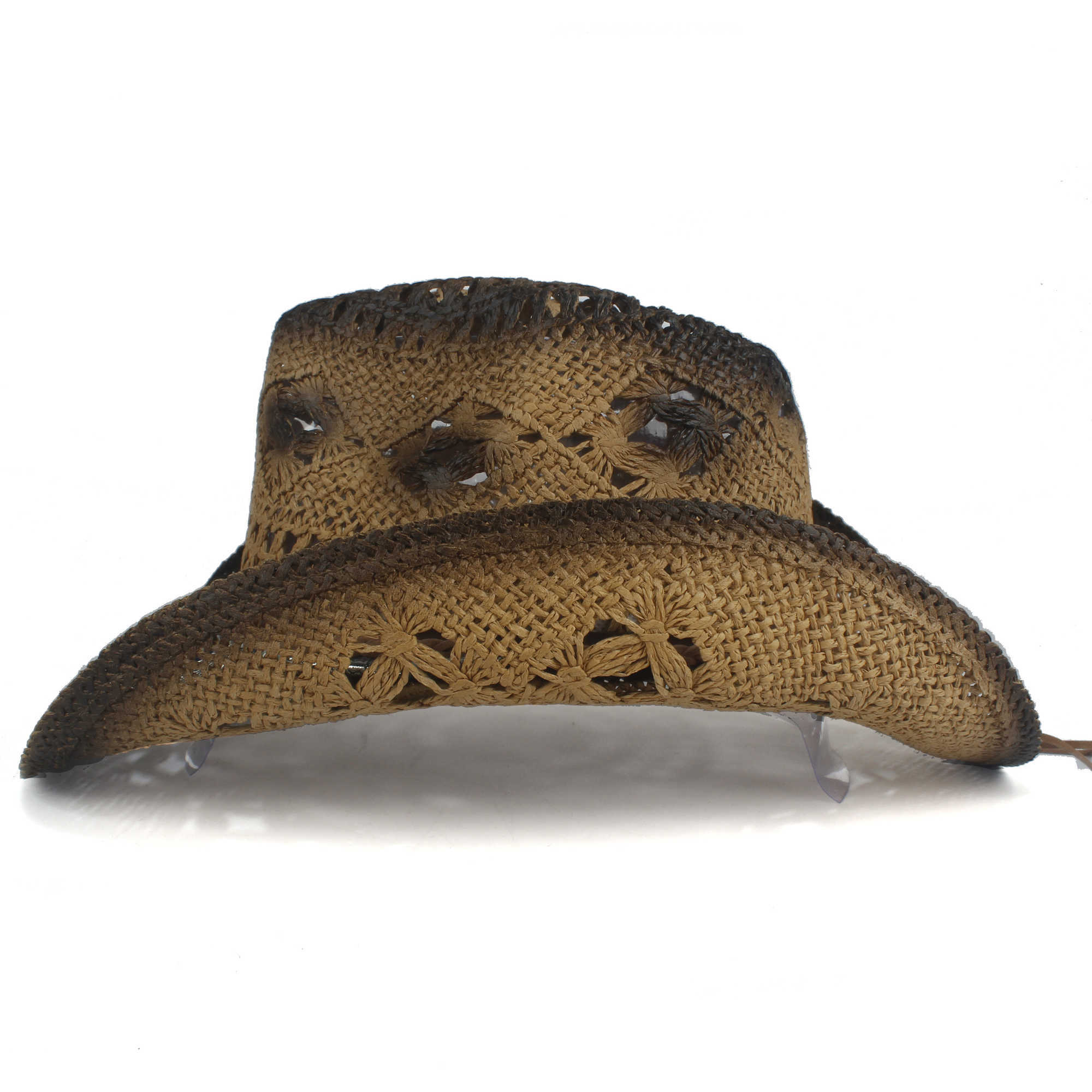 Retro Women Straw Hollow Western Cowboy Hat Lady Roll Up Brim Bohemia Tassel Sombrero Hombre Beach Cowgirl Jazz Sun Hat Q0805