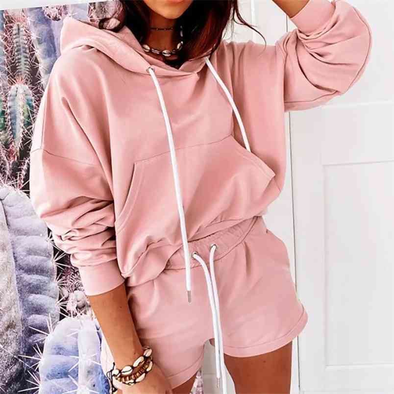 Autumn Casual Fashion Home Leisure Long Sleeve Pocket Hoodies And Shorts Two Piece Set Women Ladies Suit Sweatshirt 210517, Pink
Autumn Casual Fashion Home Leisure Long Sleeve Pocket Hoodies And Shorts Two Piece Set Women Ladies Suit Sweatshirt 210517, Pink