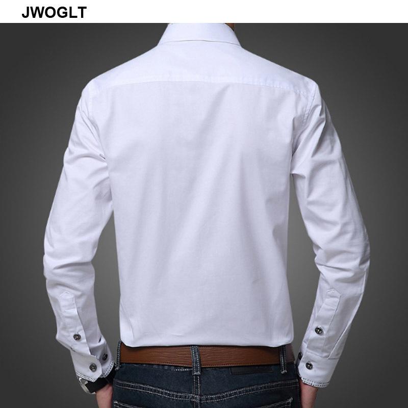 Autumn Men's Long Sleeved Shirt Korean Style Regular Fit Button-down Cotton White Social Shirts Casual