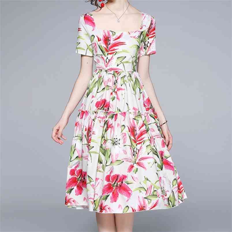Summer Runway Design Square Collar Sweet Flowers Print Midi Dress Women Casual Elegant Party Female 210519, Photo color
Summer Runway Design Square Collar Sweet Flowers Print Midi Dress Women Casual Elegant Party Female 210519, Photo color