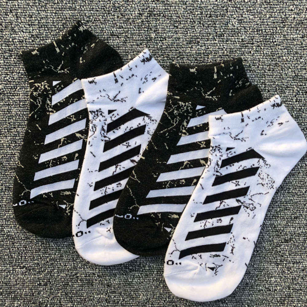 Chaopai Kanye stripe ow hip hop Street socks low top summer pure cotton boat short tube, Black 
Chaopai Kanye stripe ow hip hop Street socks low top summer pure cotton boat short tube, Black