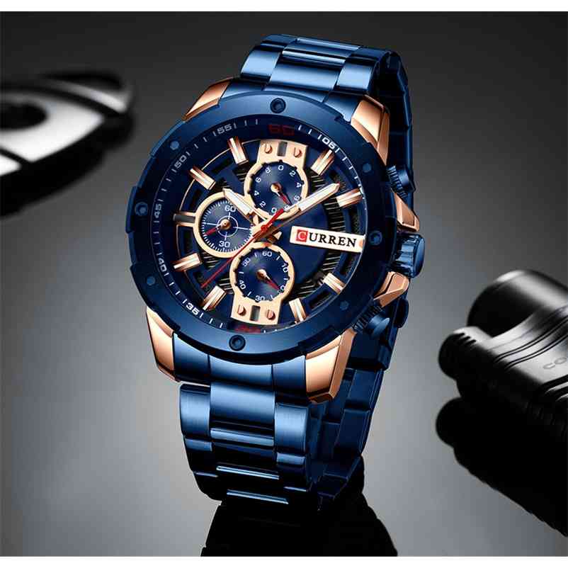 CURREN Watch Men Blue Luxury Quartz Steel Mens es Top Brand Chronograph Clock Man Men's Wristwatches 210608, Silver black
CURREN Watch Men Blue Luxury Quartz Steel Mens es Top Brand Chronograph Clock Man Men's Wristwatches 210608, Silver black
