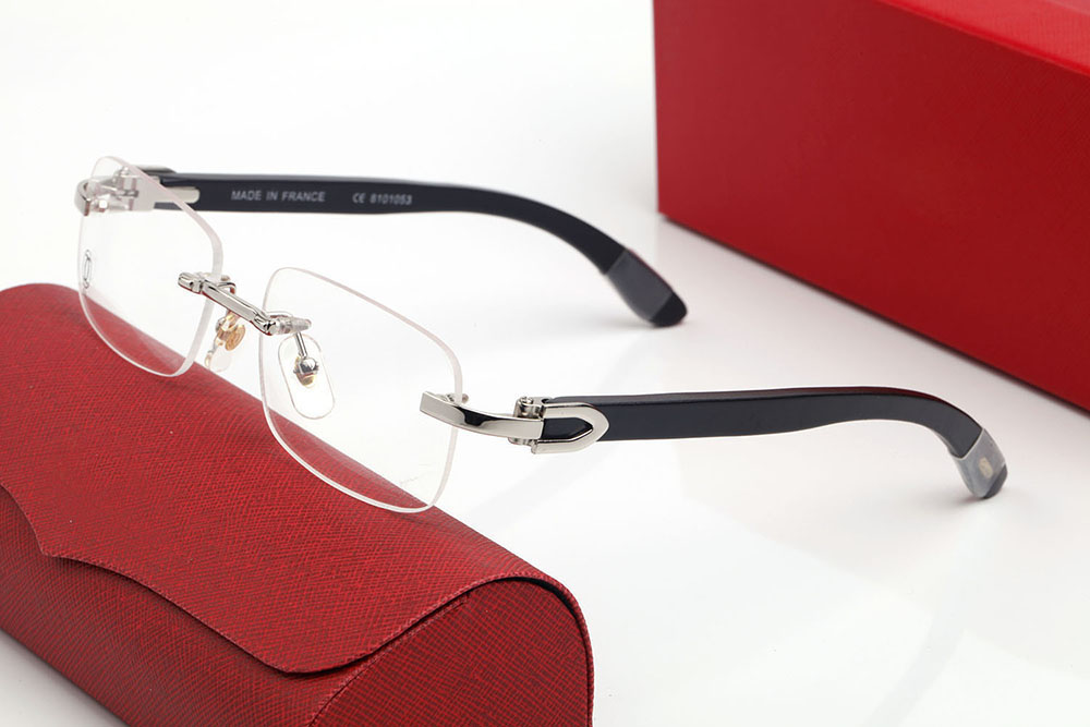 Fashion Luxury Designer Sunglasses Women Mens Buffalo Horn Eyeglasses Outdoor Drive Eyeglass Beach Square Gold Frame Brown Wooden Polarized Sunglass Transparent