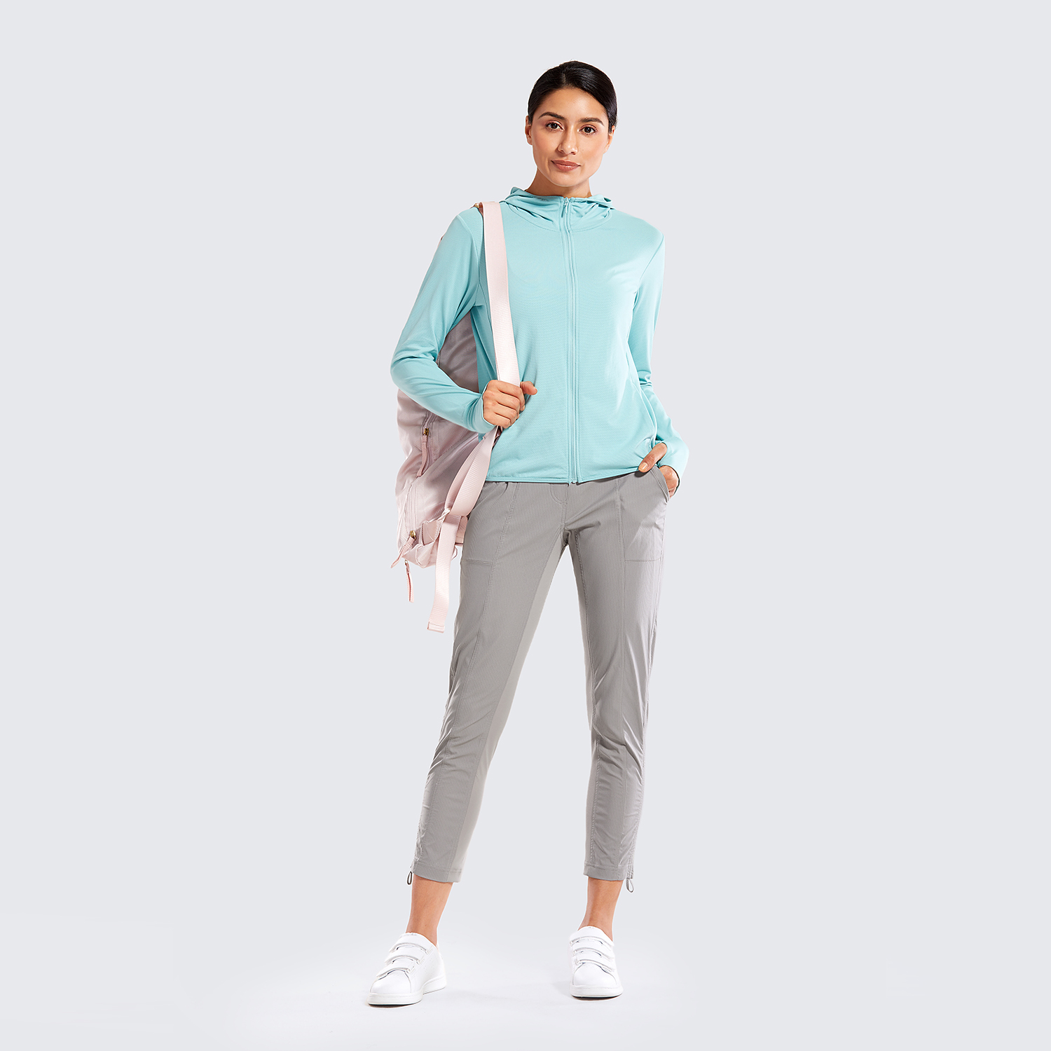 Striped Pants SYROKAN Women's Go to Studio Joggers Tapered Leg Sweatpants with Pockets -27Inches