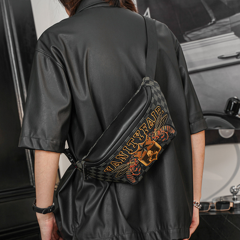 Women Waist Bag High-end Leather Men's Belt Bags Travel Handy Fanny Pack Male Tide Skull Rivet Waist Packs handbags