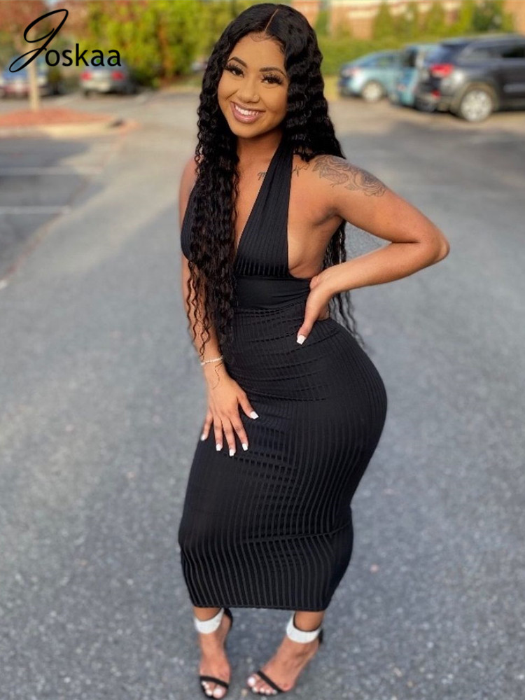 Joskaa Knitted Halter Sexy Maxi Dress For Women Strench Backless Party Bodycon Long Summer Clothes Club Outwear Dresses 2021, Black
Joskaa Knitted Halter Sexy Maxi Dress For Women Strench Backless Party Bodycon Long Summer Clothes Club Outwear Dresses 2021, Black
