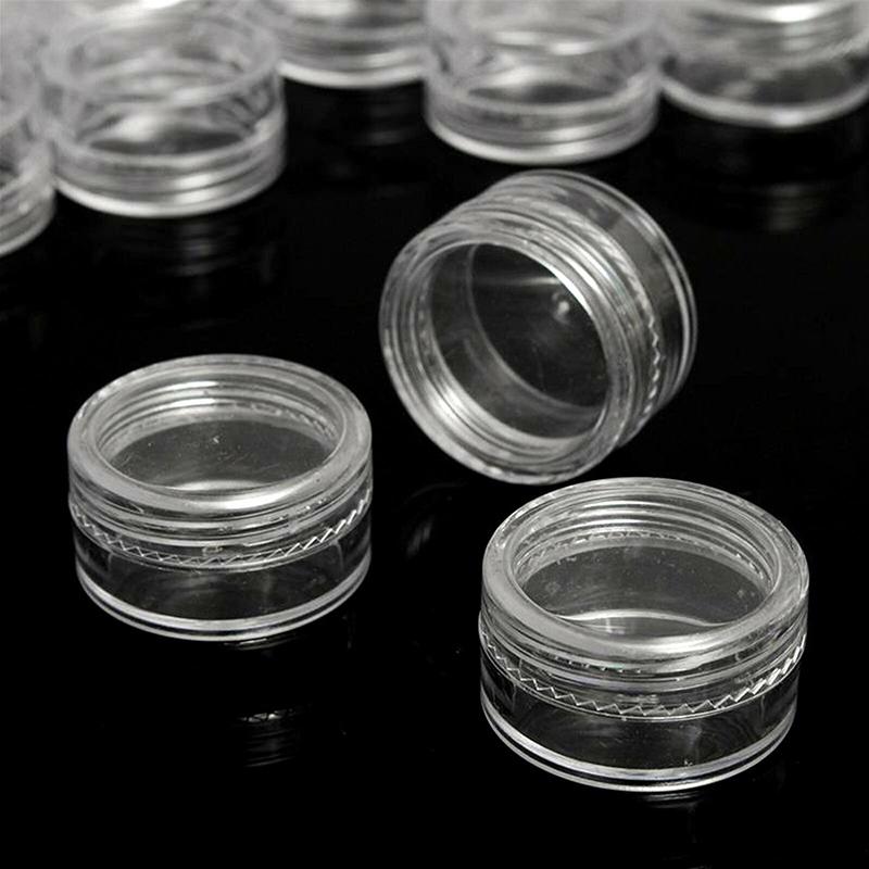 12Pcs 3ml/5ml Clear Cosmetic Sample Mini Pot/Jar Box Jewelry Bead Storage Small Round Container Jars Make Up Organizer Boxes Bottles &