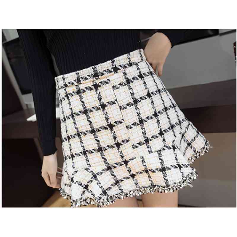 Tweed Plaid Beading Jacket Coat + Autumn / Winter Women's Mermaid Skirt Set Ladies Fashion 2 Piece Suit 210520