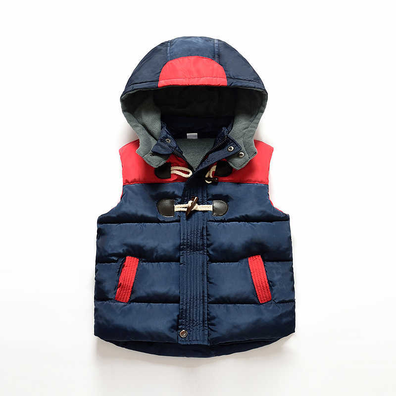 Winter Warm 3-11 12 Years Teenager Christmas Gift Thickening Outerwear Coat Color Patchwork Hooded Vest For Kids Boys Girls 210529