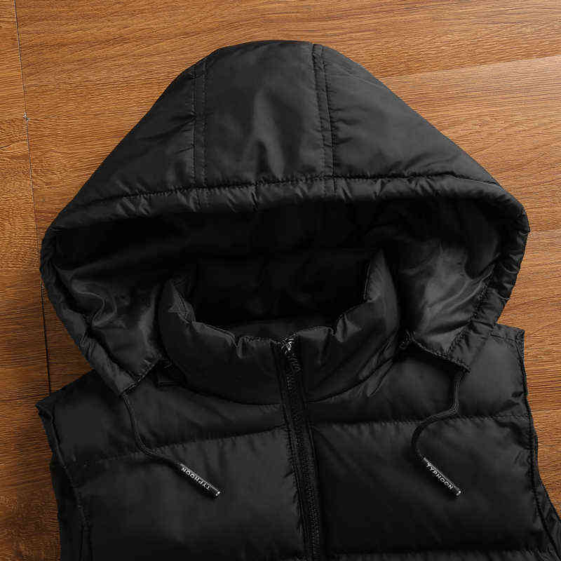 Men Jacket Vest Sleeveless Down Thick Hooded Coats Homme Male Work Waistcoat Gilet Warm s Winter vest 211126