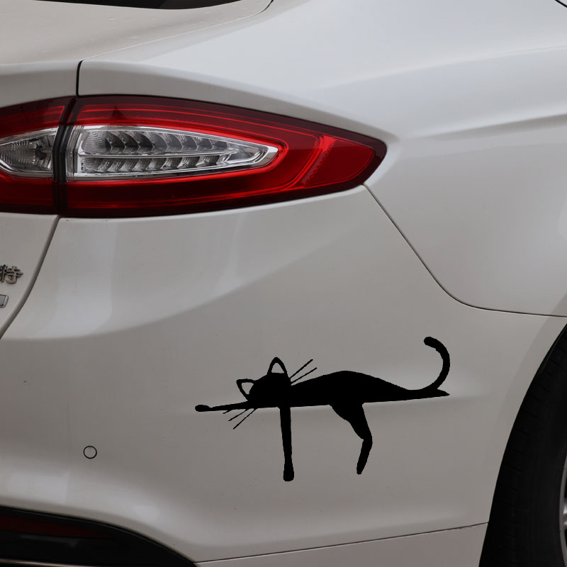 Car Stickers Fashion Cute Cat Car Decoration Decals Suitable for Various Models Black/white, 16cm * 8cm